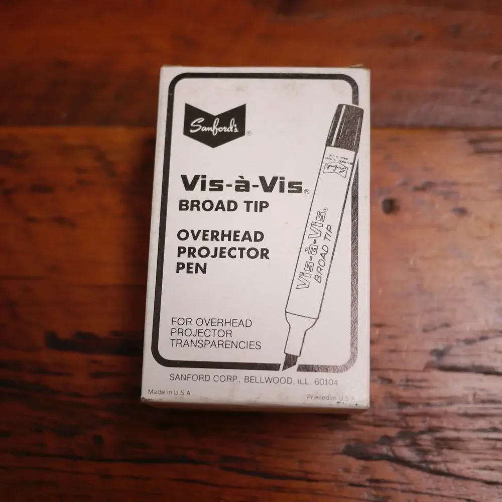 Box Lot 12 NEW Vtg Sanford VIS A VIS Broad Tip RED Overhead Projector PENS USA